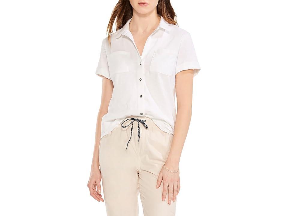 NIC+ZOE Short Sleeve Pocket Shirt (Paper ) Women's Clothing Product Image