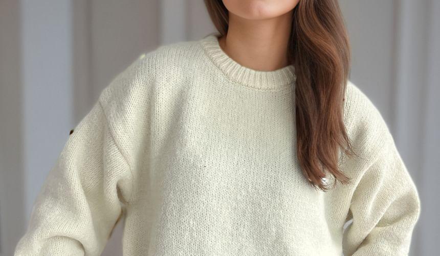 Round Neck Plain Sweater Product Image