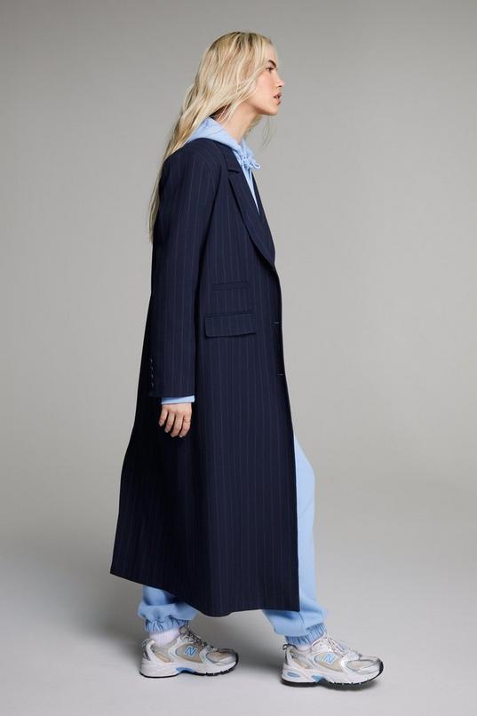 Premium Pinstripe Duster Coat Product Image