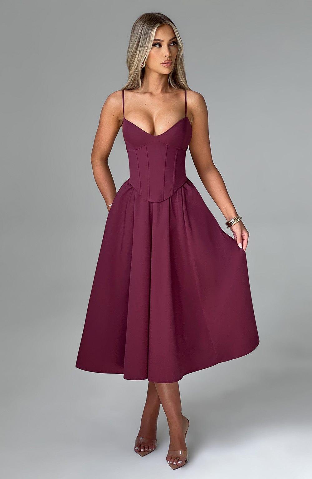 Mariella Midi Dress - Cherry Lacquer Product Image