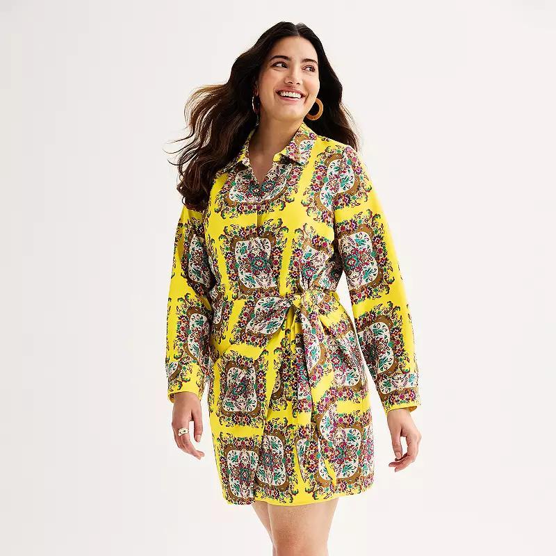 Womens INTEMPO Faux-Wrap Shirt Dress Product Image