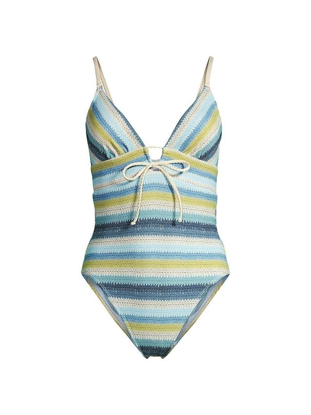 Womens Lyra Striped Keyhole One-Piece Swimsuit Product Image