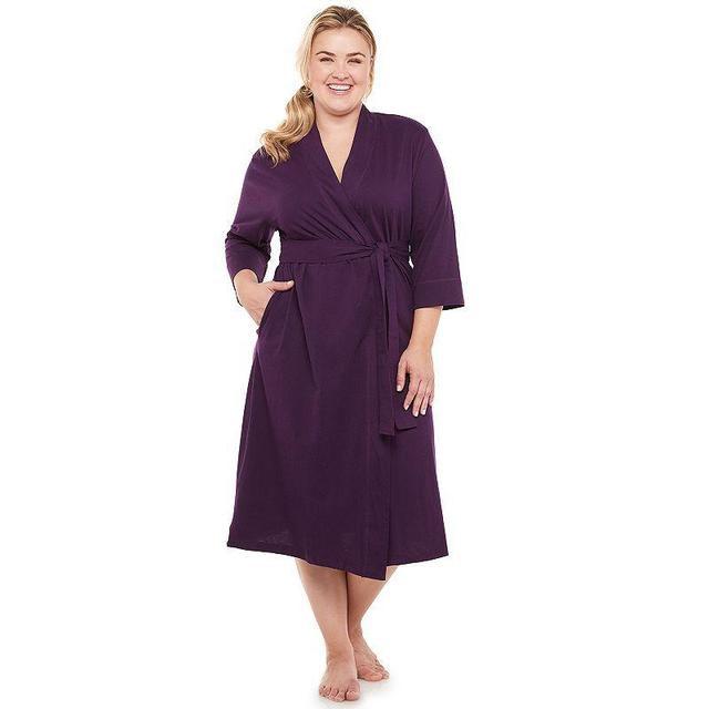 Plus Size Jockey Everyday Essentials Long Wrap Robe, Womens Deep Purple Product Image