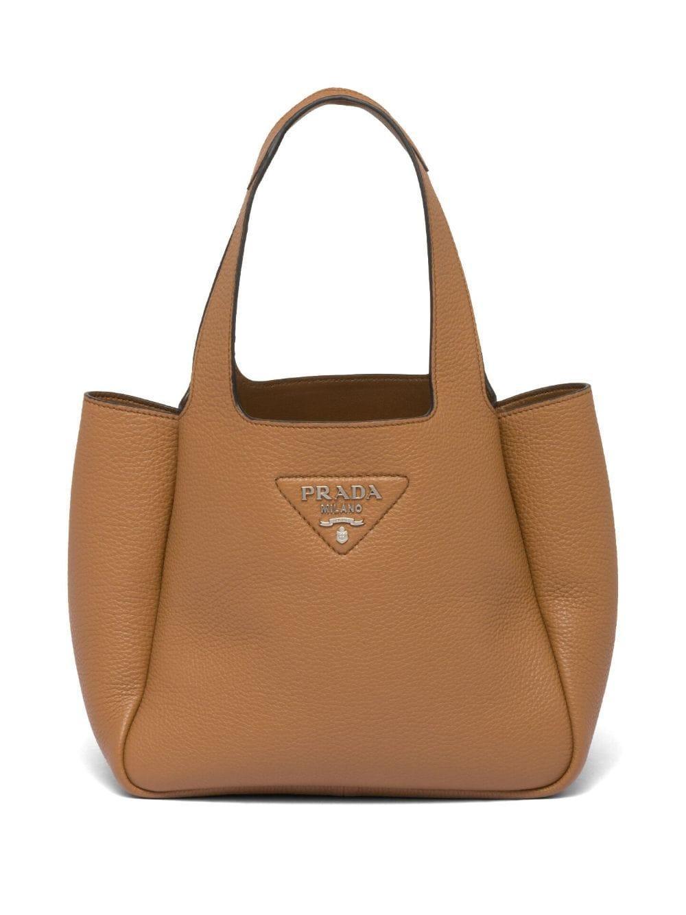 Logo-plaque Tote Bag In Brown Product Image