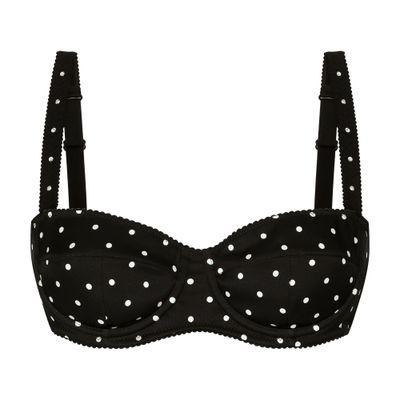 Polka Dot-print Balconette Bra In Black Product Image