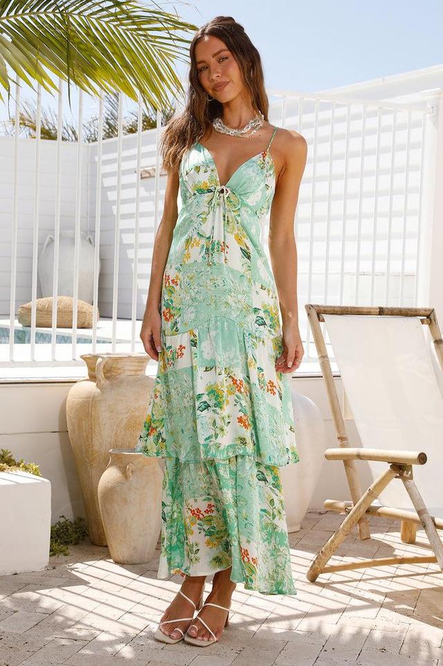 Flower Garden Maxi Dress Green Product Image