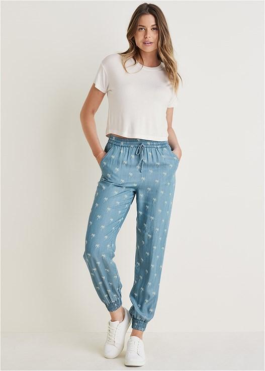 Printed Chambray Joggers Product Image