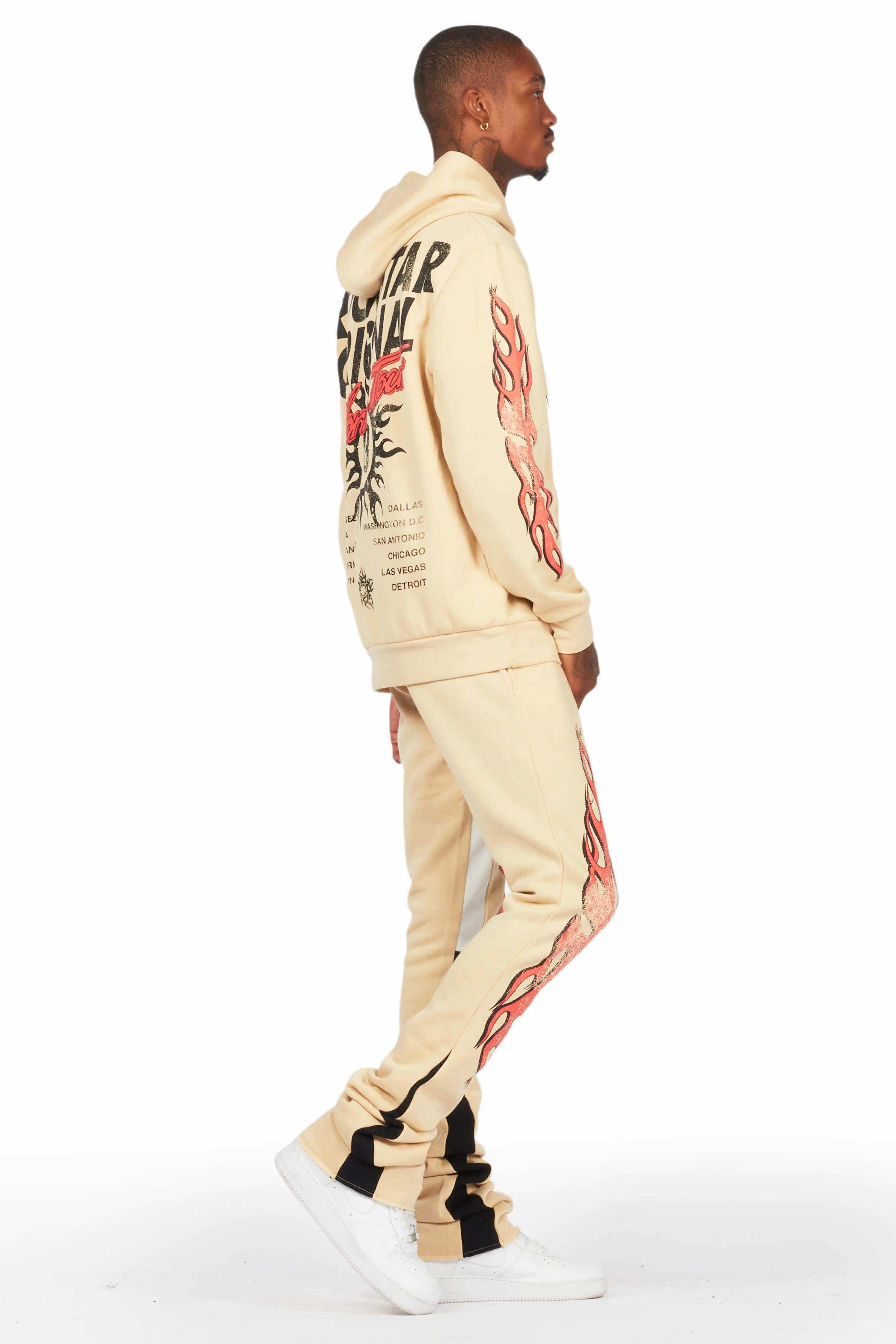 Yash Beige Super Stacked Flare Pant Set Male Product Image