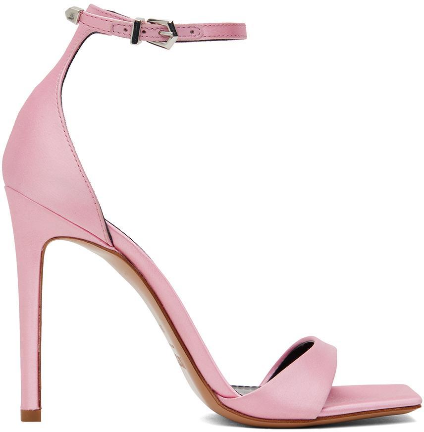 PARIS TEXAS Pink Satin Stiletto Heeled Sandals product image