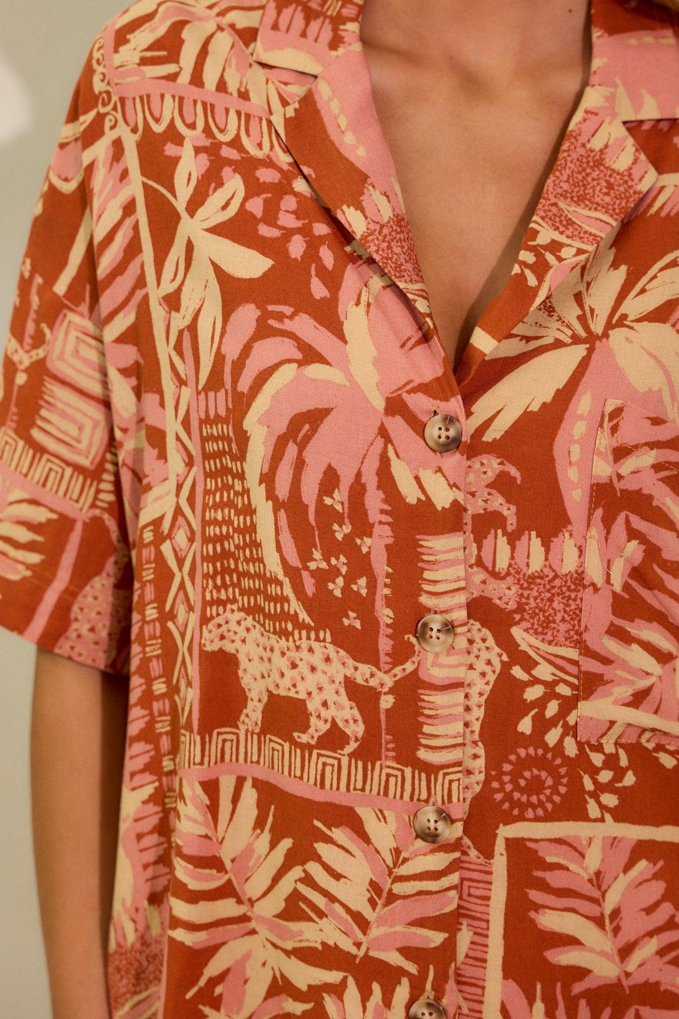 To The Coast Sienna Rose Tropical Print Top Product Image