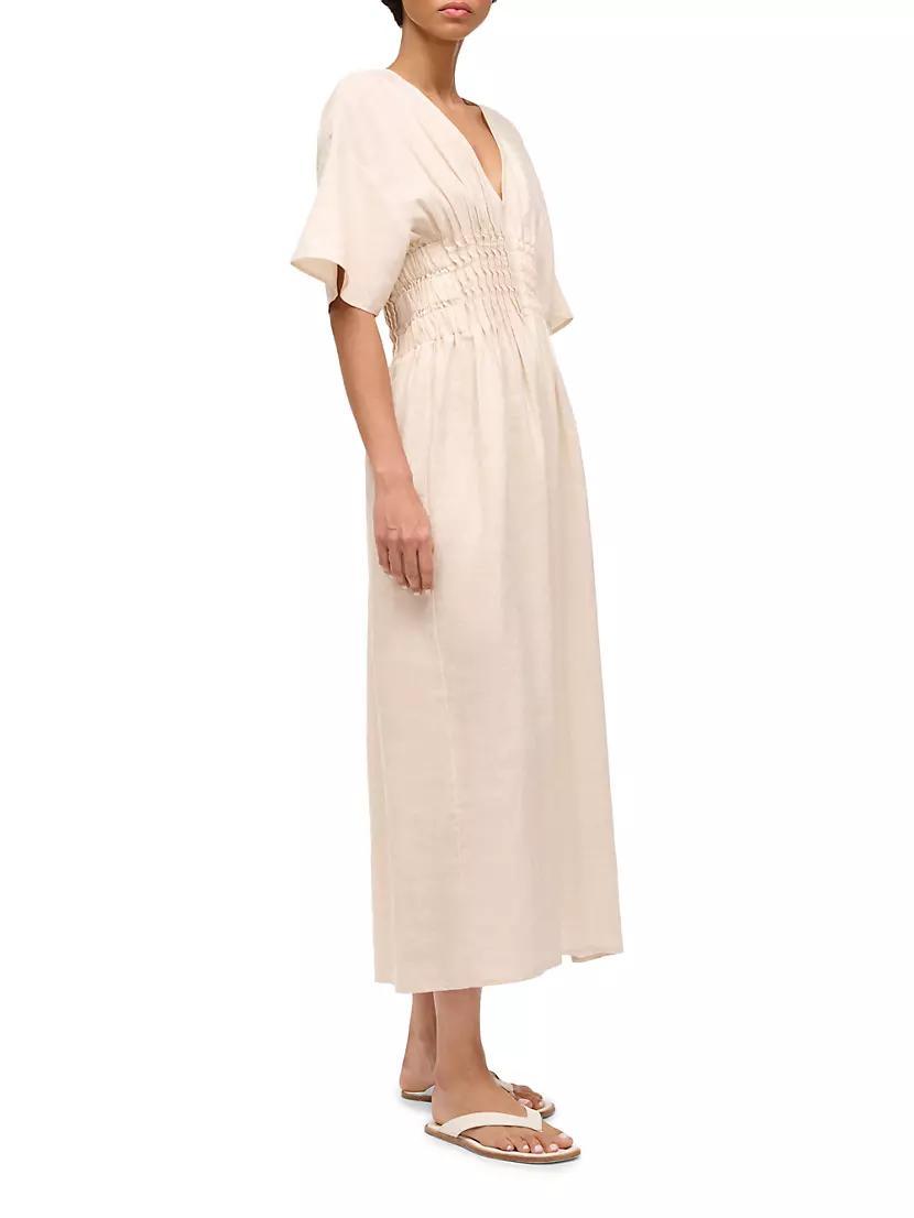 Lauretta Pleated Linen Midi-Dress Product Image