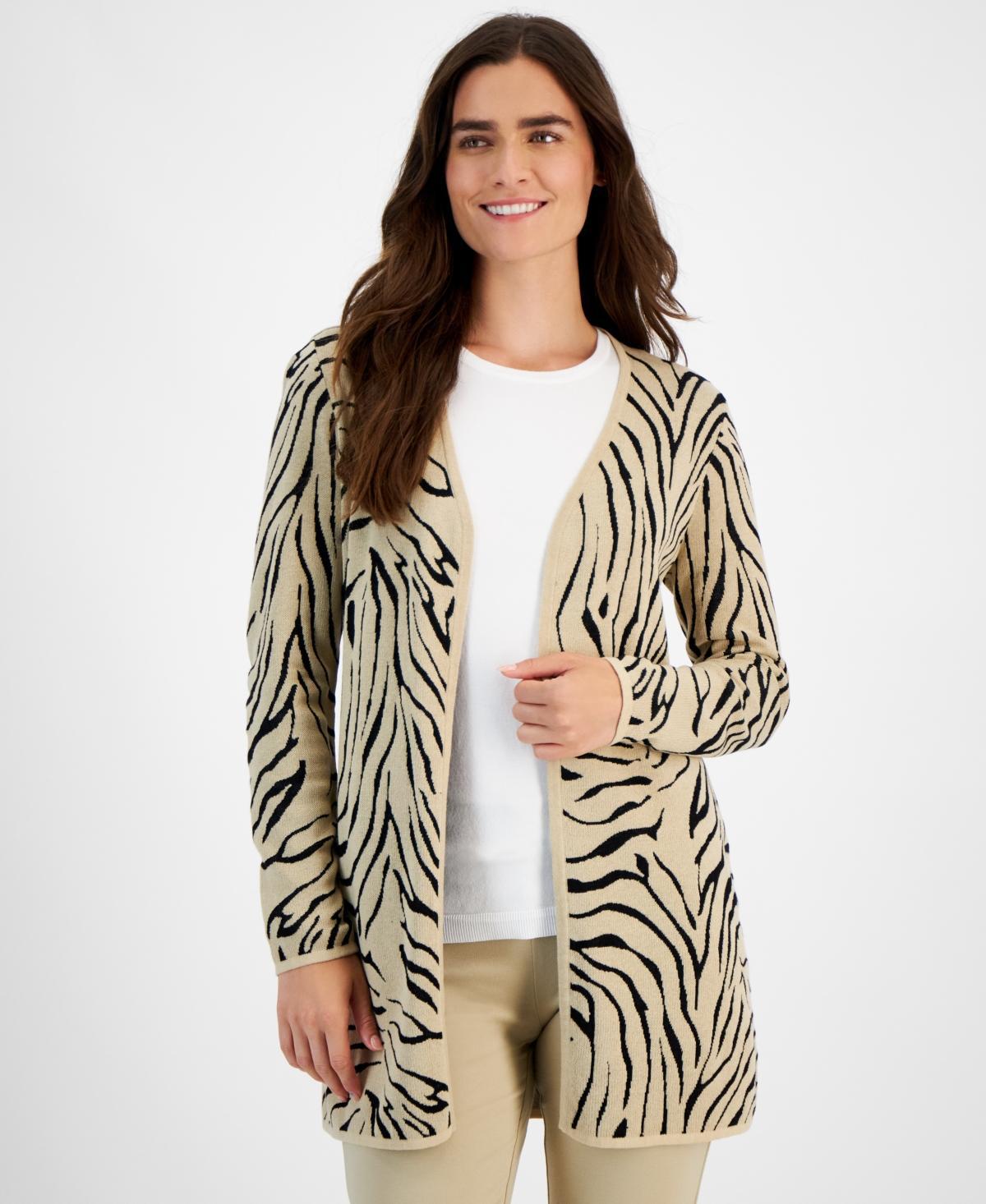 Jm Collection Womens Zebra-Print Open-Front Cardigan, Created for Macys Product Image