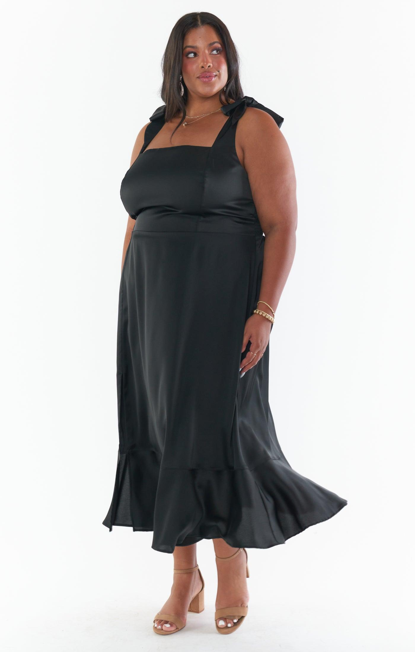 Claire Midi Dress ~ Black Luxe Satin Product Image