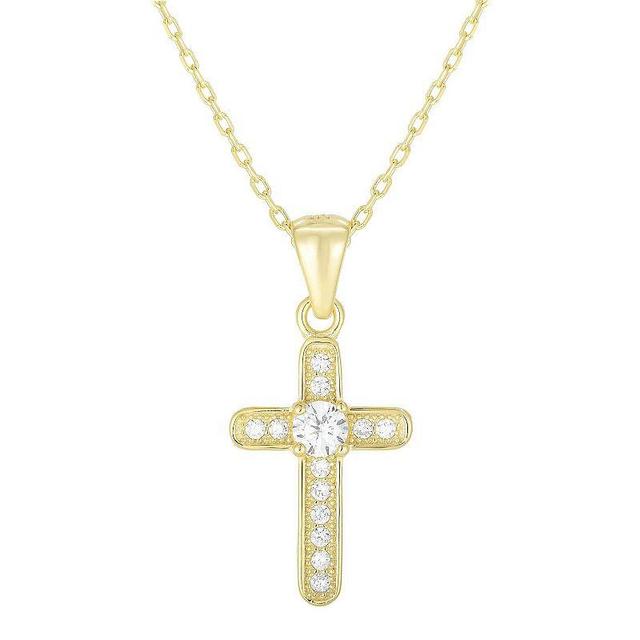 Sunkissed Sterling Cubic Zirconia Cross Pendant Necklace, Womens, Gold Tone Product Image