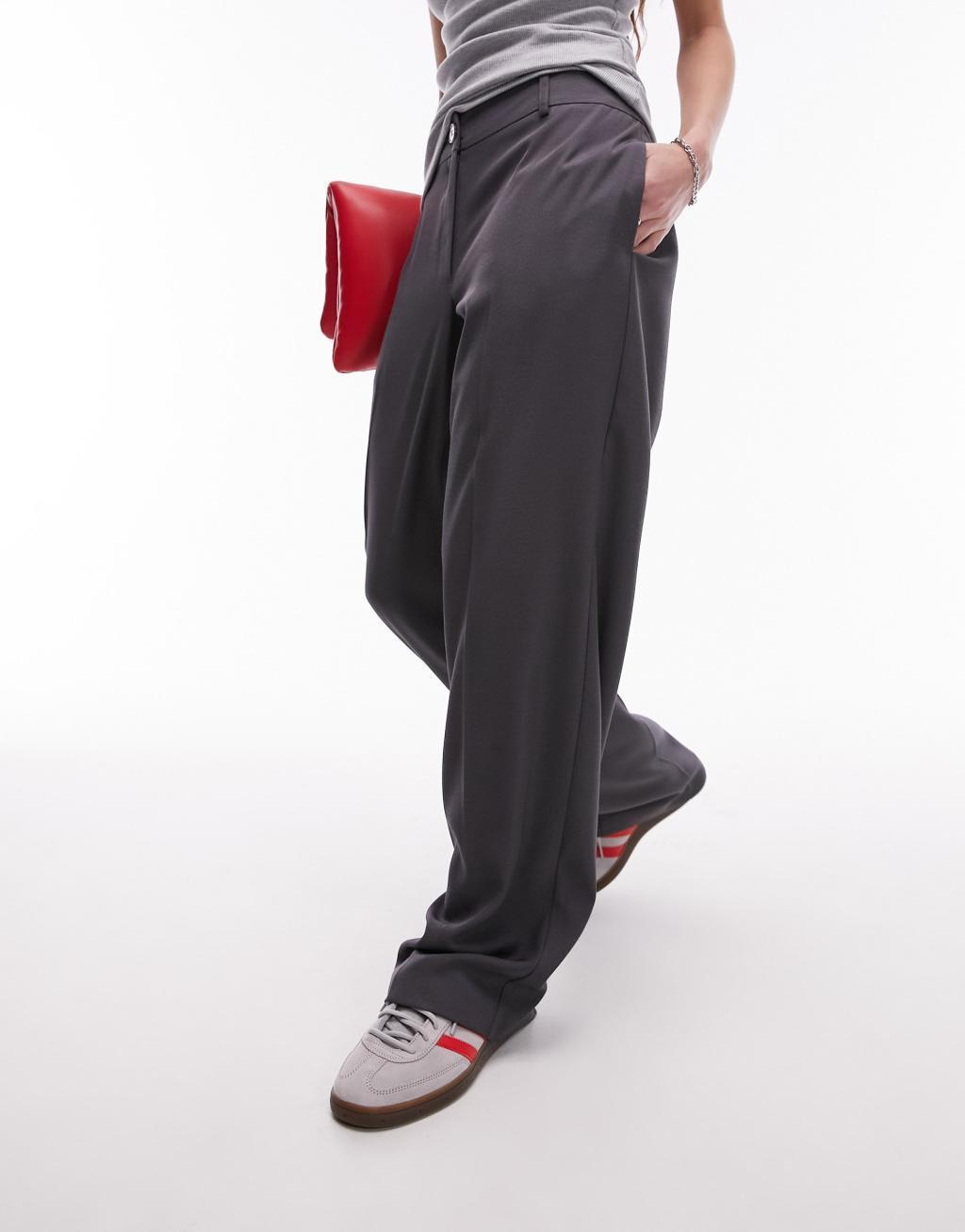 Topshop tonic low slung pants in gray Product Image