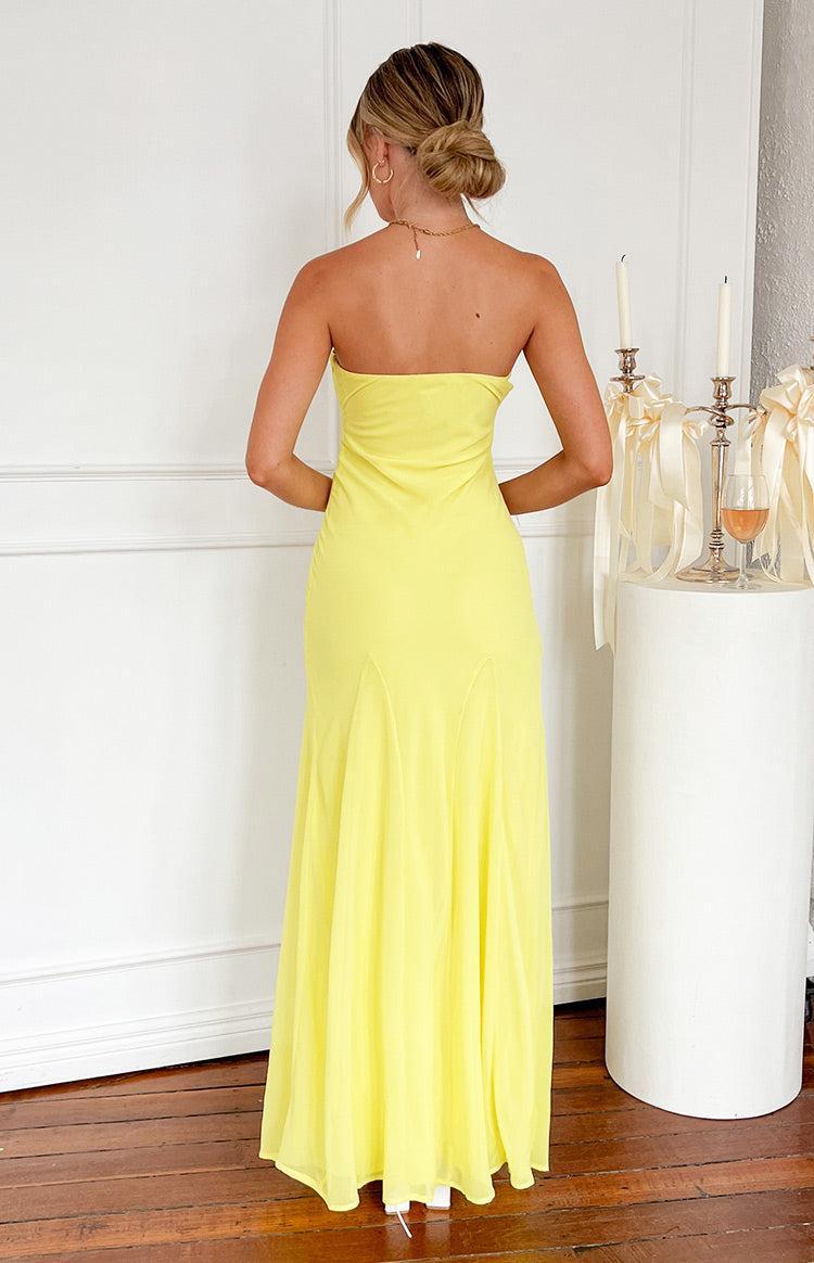 Myka Yellow Strapless Maxi Dress Product Image