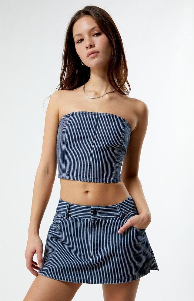 Women's Strapless Striped Denim Top Product Image