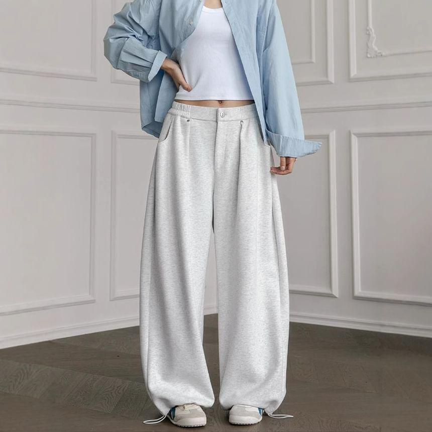 Elastic Waist Wide Leg Sweatpants Product Image