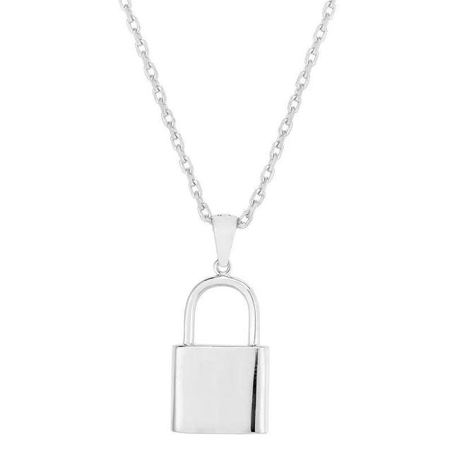 Sunkissed Sterling Lock Necklace, Womens Silver Tone Product Image