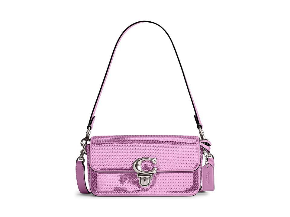 COACH Sequin Studio Baguette Bag (Dark Magenta) Cross Body Handbags Product Image