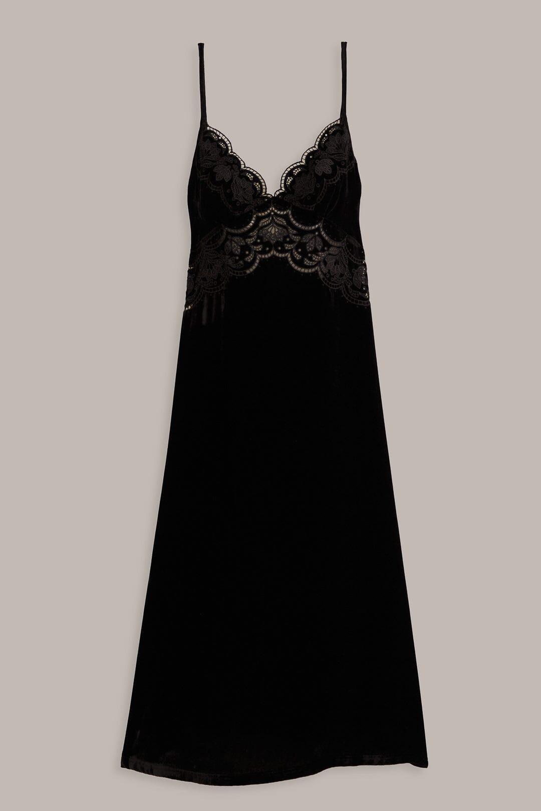 Black Richelieu Velvet Slip Dress Product Image