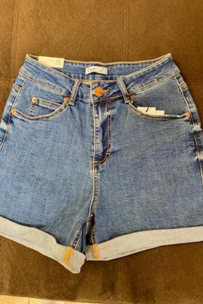 Cuffed Denim Shorts Product Image