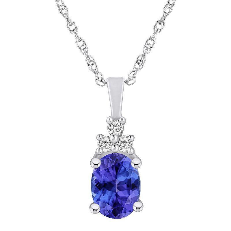 Alyson Layne 14k White Gold Oval Tanzanite & 1/10 Carat T.W. Diamond Pendant Necklace, Womens Product Image