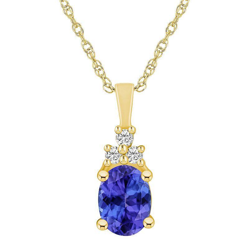 Alyson Layne 14k White Gold Oval Tanzanite & 1/10 Carat T.W. Diamond Pendant Necklace, Womens Purple Product Image