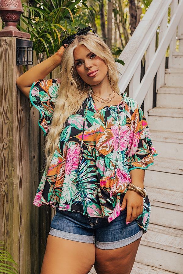 Tropical Treasures Shift Top in Black Curves Product Image