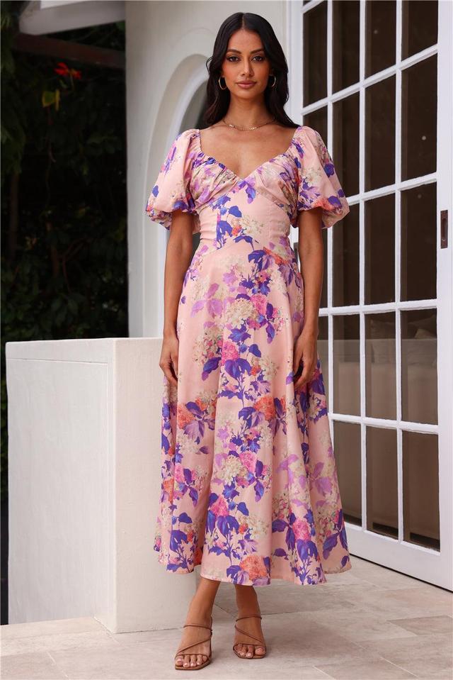 Daytime Glisten Short Sleeve Midi Dress Pink Product Image