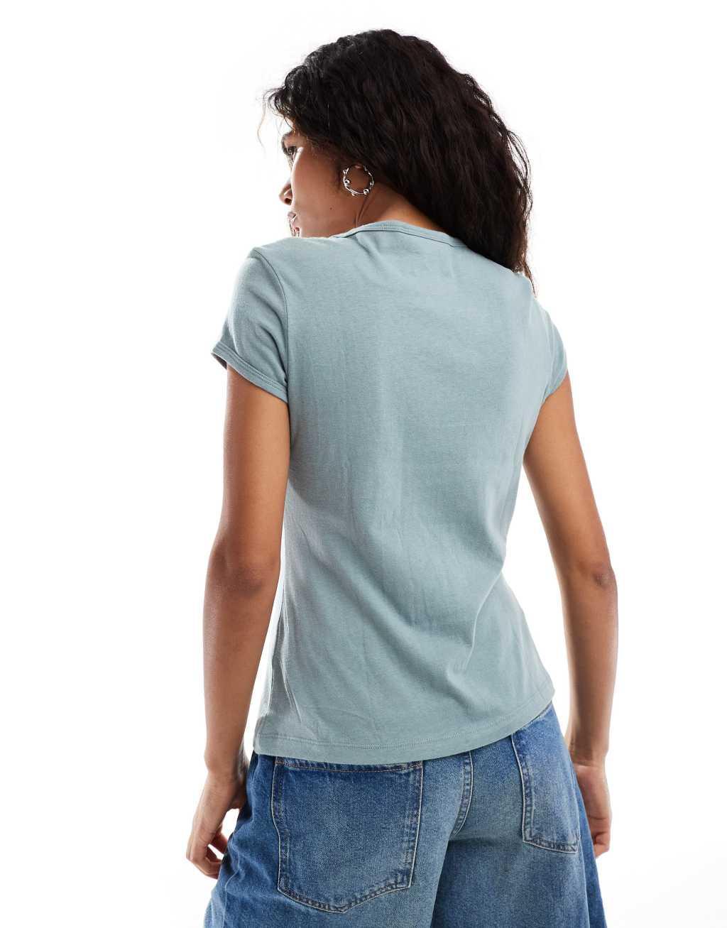 Weekday Milly super soft slim fit t-shirt in gray Product Image