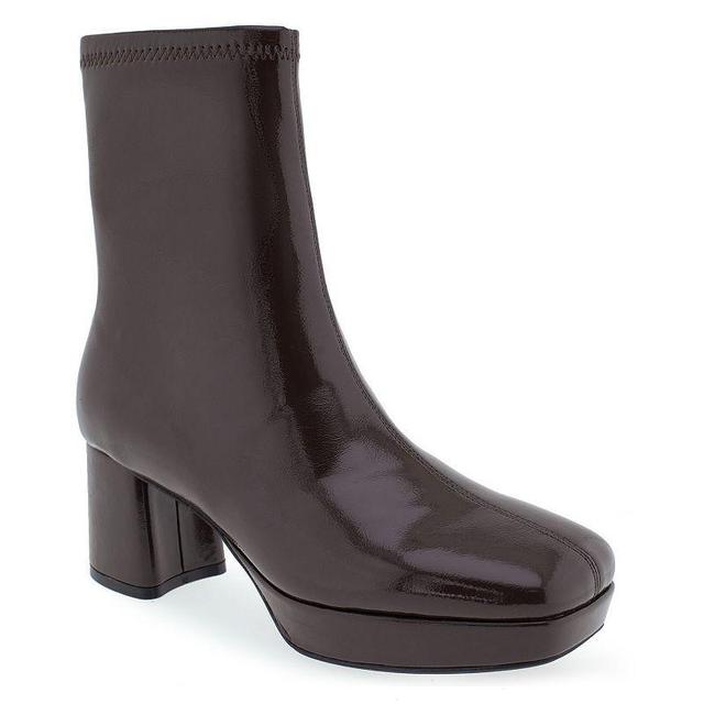 Aerosoles Sussex Womens Patent Leather Ankle Boots Brown Product Image