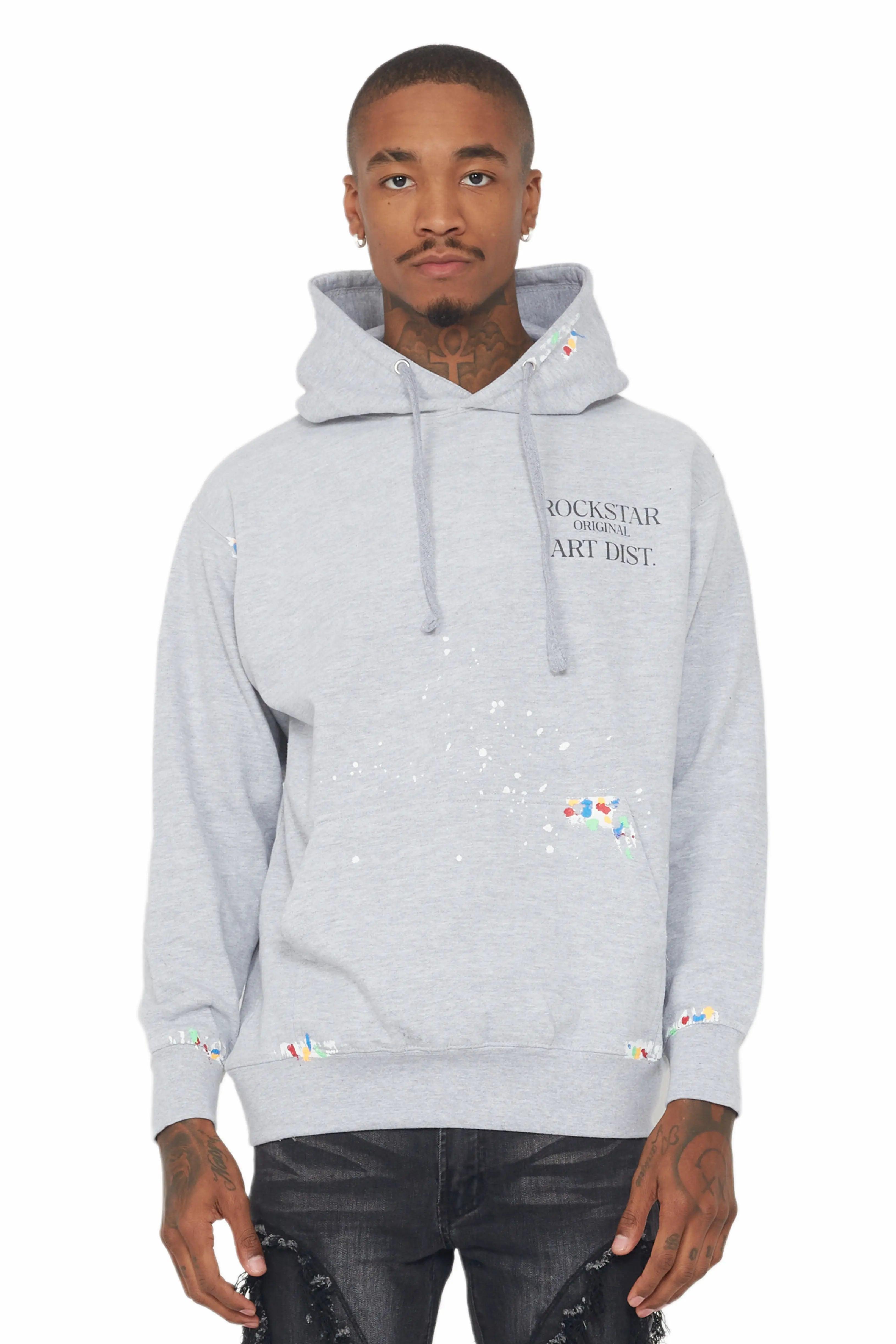 Rockstar Art Dist. Grey Graphic Hoodie Male Product Image