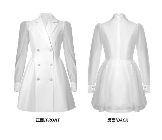 Notch Lapel Plain Double-Breasted Mini A-Line Blazer Dress Product Image