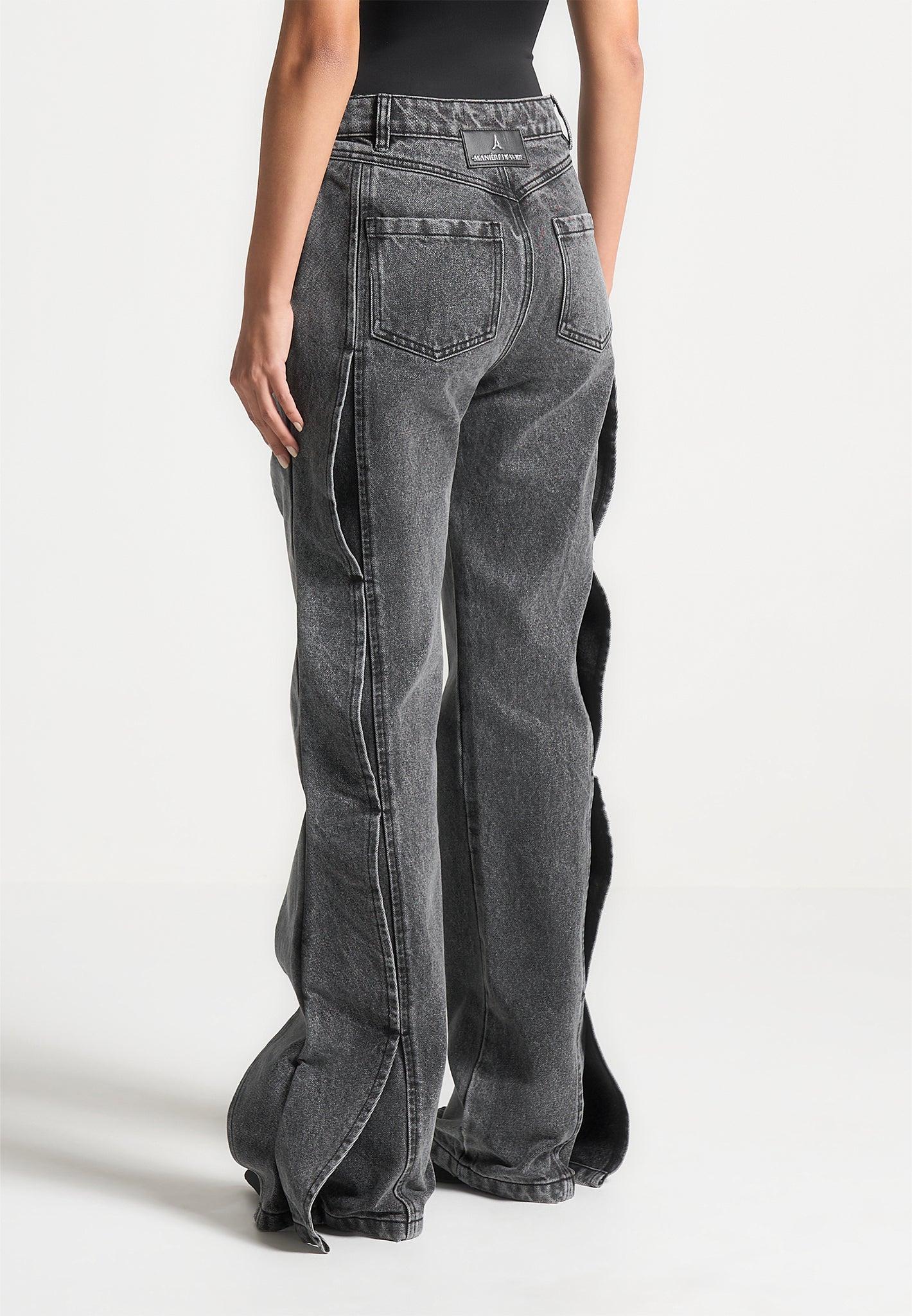 Wave Detail Boyfriend Jeans - Washed Grey Female Product Image