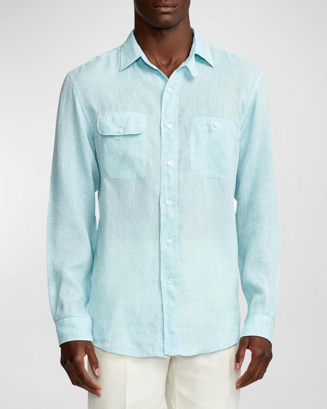 Mens Cassis Linen Chambray Shirt Product Image