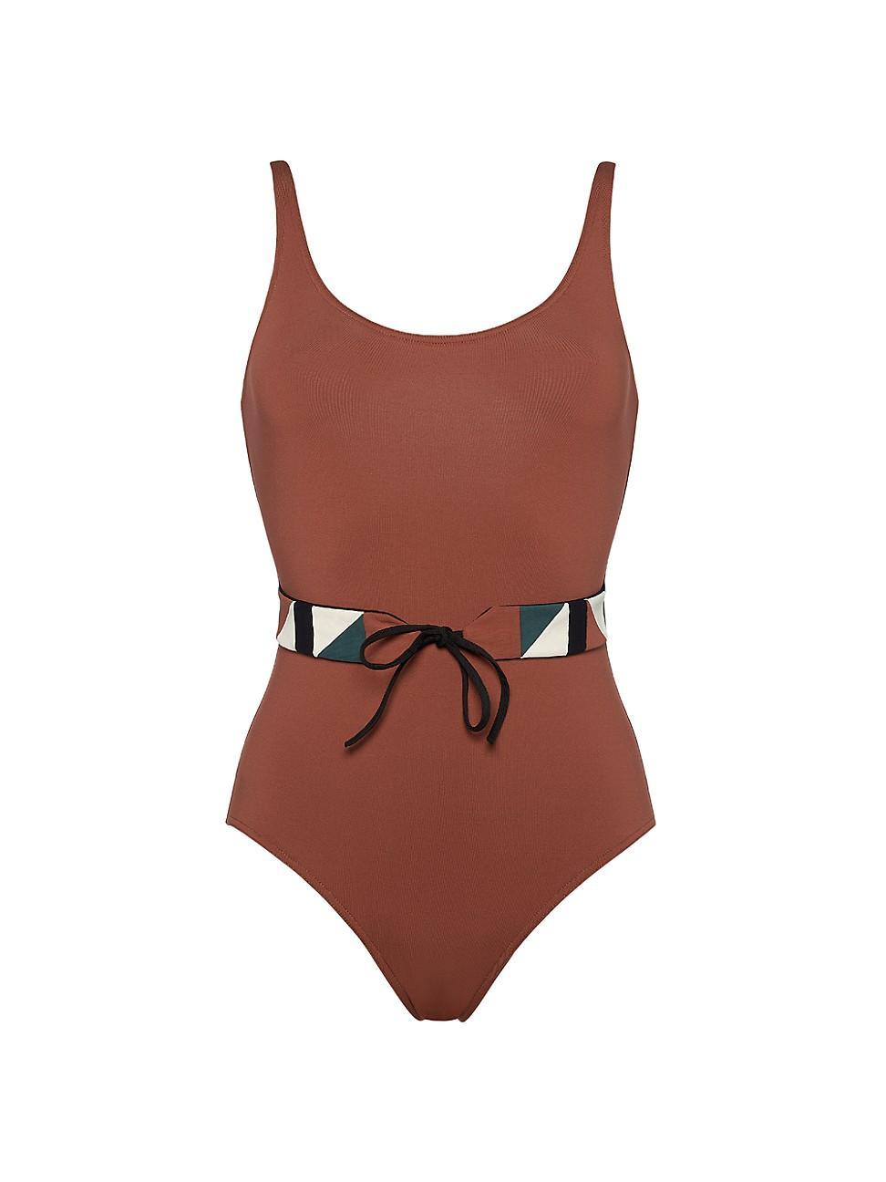 Womens Damier Belted One-Piece Swimsuit Product Image