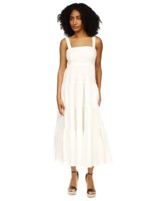 Michael Michael Kors Womens Square-Neck Sleeveless Tiered Midi Dress Product Image