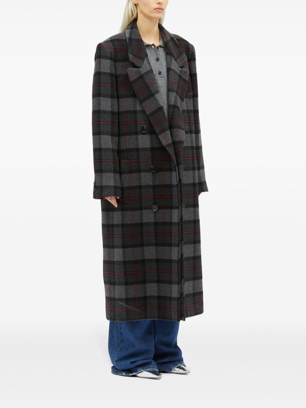 checked double-breasted coat Product Image