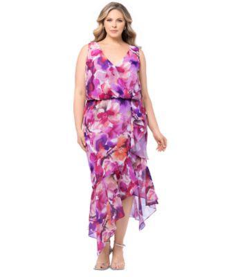 Plus Size Floral Blouson High-Low Dress Product Image