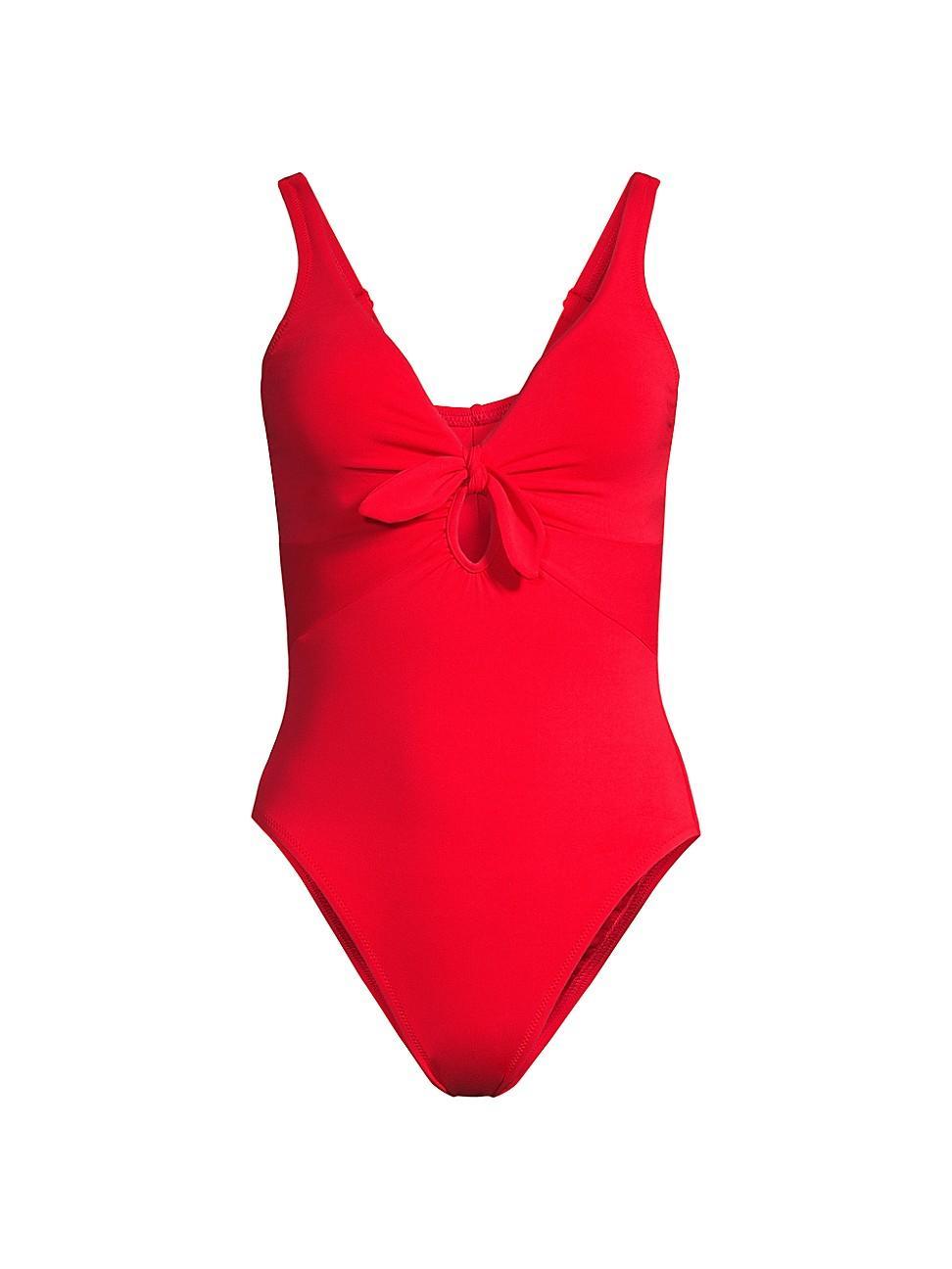 Womens Ava Plunge Bow One-Piece Swimsuit Product Image