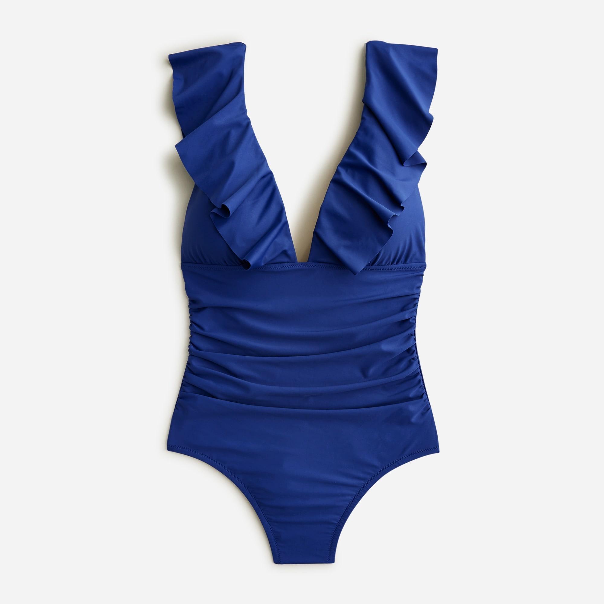 Ruched ruffle one-piece swimsuit Product Image