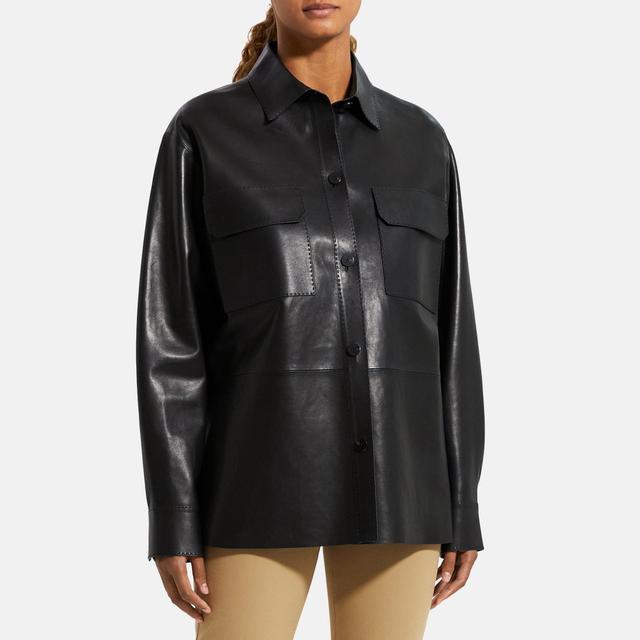 Leather Patch Pocket Shirt Jacket | Theory Outlet Product Image