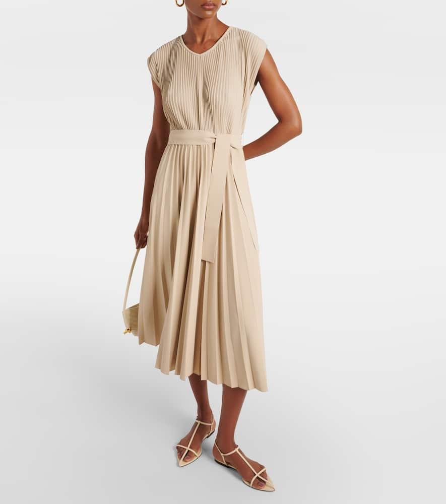 MAX MARA Kiss Pleated Midi Dress In Beige Product Image