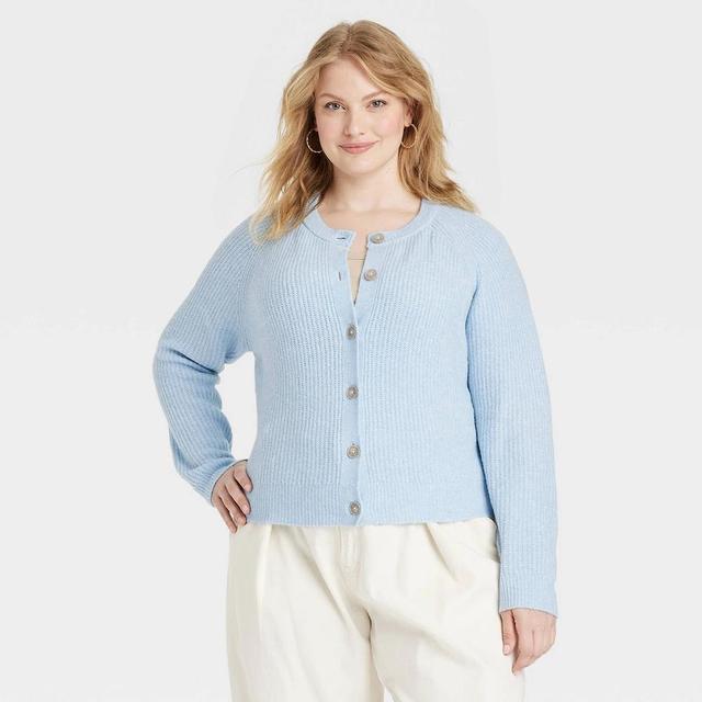 Womens Cozy Knit Button-Front Cardigan - Universal Thread Blue 2X Product Image