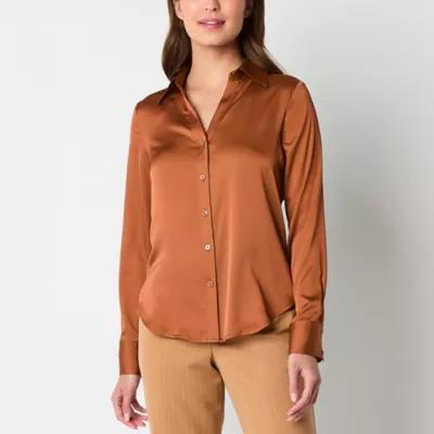 Worthington Womens Long Sleeve Regular Fit Button-Down Shirt Product Image