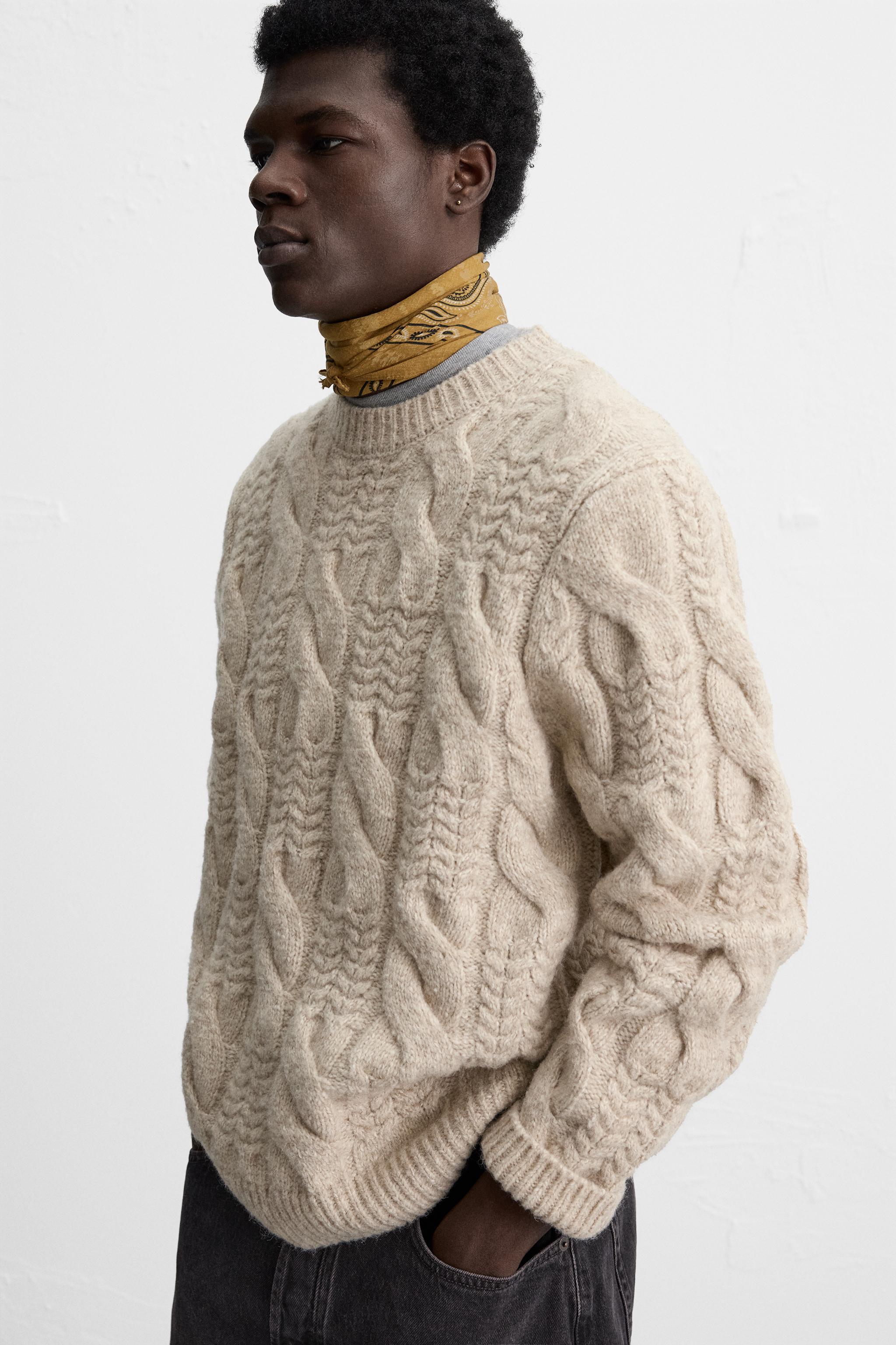 TEXTURED CABLE KNIT SWEATER Product Image