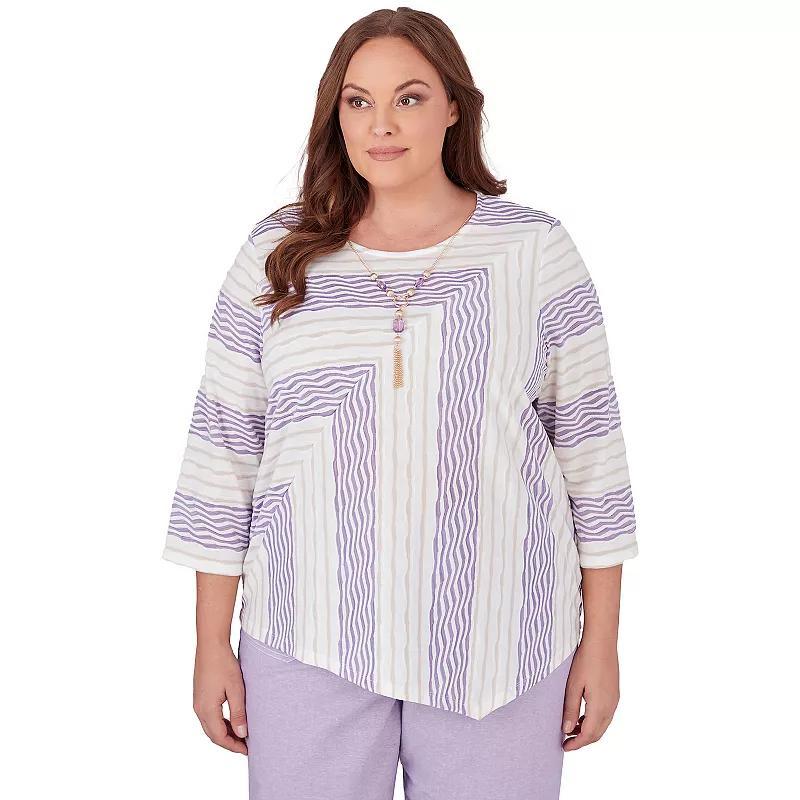 Plus Size Alfred Dunner Spliced Stripe Texture Top, Womens Product Image