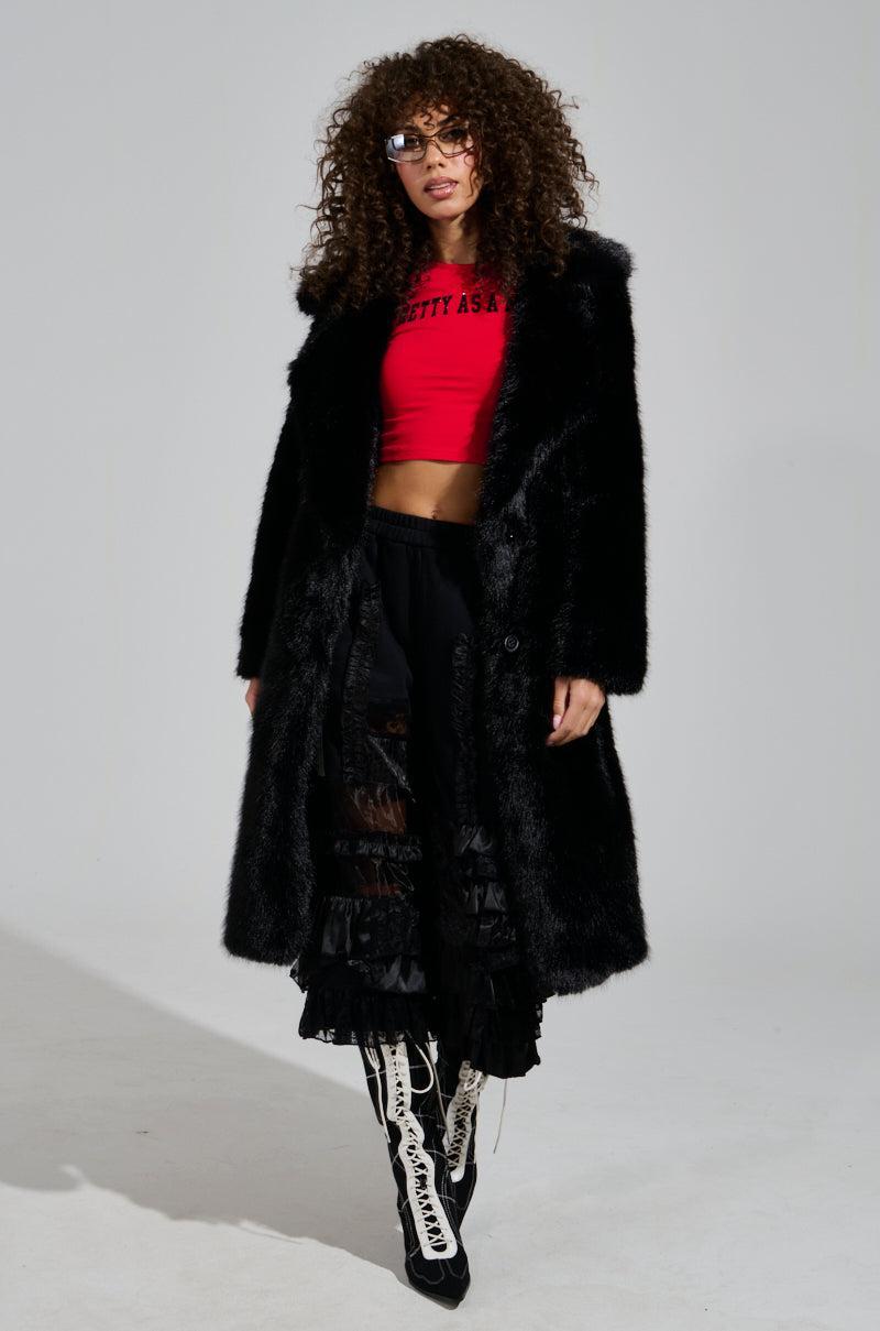 LENOX FAUX FUR TRENCH IN BLACK Product Image