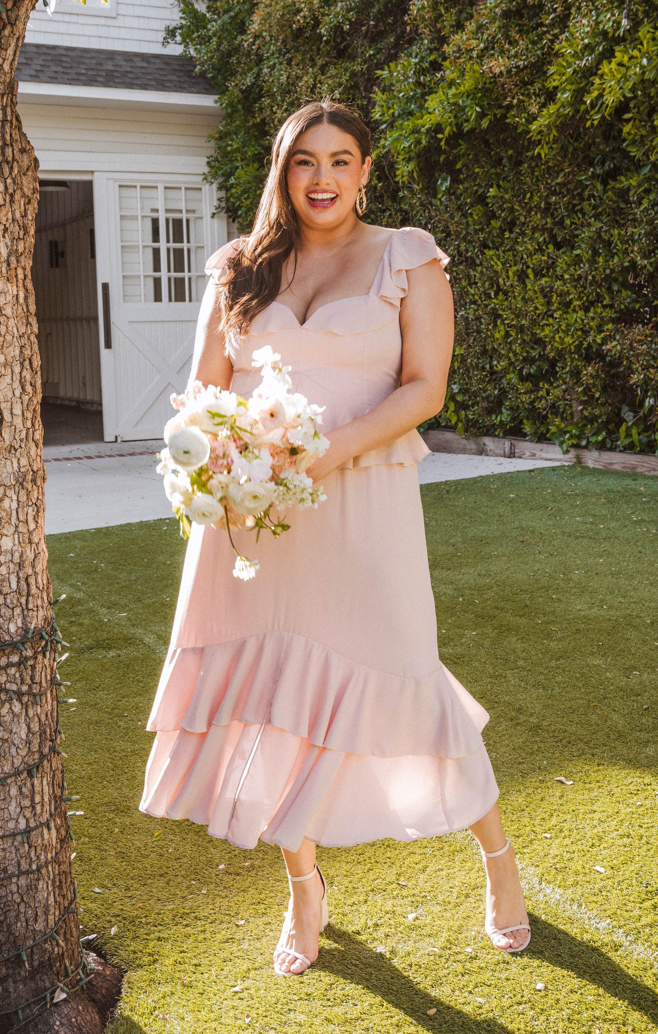 Reese Ruffle Dress ~ Dusty Blush Crisp Product Image